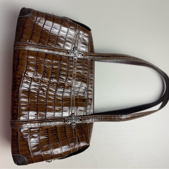 Brighton Crocodile Print Embossed Brown Leather Bag - Picture 4 of 9